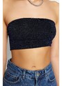 Trendyol Navy Blue Crop Knitted Shimmer Bustier