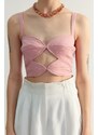 Trendyol Pink Cut-out/Window Detailed Bustier in Woven, Fitted