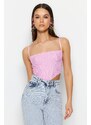 Trendyol Pink Crop Lined Corset Detailed Lace Bustier
