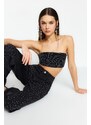 Trendyol Anthracite Crop Knitted Shimmer Bustier