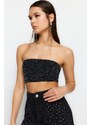 Trendyol Anthracite Crop Knitted Shimmer Bustier