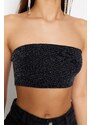 Trendyol Anthracite Crop Knitted Shimmer Bustier