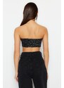 Trendyol Anthracite Crop Knitted Shimmer Bustier