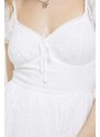 Bavlněné šaty Hollister Co. bílá barva, mini