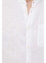 Plátěná košile United Colors of Benetton bílá barva, regular, se stojáčkem