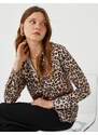 Koton Leopard Pattern Shirt Long Sleeved, Comfortable Cut