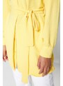 Trendyol Yellow Belted Hidden Pat Woven Shirt