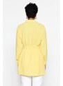 Trendyol Yellow Belted Hidden Pat Woven Shirt