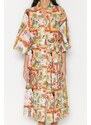Trendyol Abstract Pattern Maxi Woven 100% Cotton Kimono & Kaftan