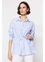 Trendyol Blue Striped Tie Detailed Woven Shirt