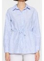 Trendyol Blue Striped Tie Detailed Woven Shirt