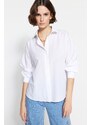 Trendyol Ecru Back Buttoned Oversize/Wide Fit Woven Shirt