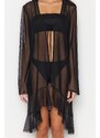 Trendyol Black Maxi Knitted Flywheel Kimono & Caftan