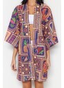 Trendyol Tropical Pattern Mini Woven 100% Cotton Kimono & Kaftan