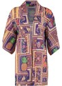 Trendyol Tropical Pattern Mini Woven 100% Cotton Kimono & Kaftan