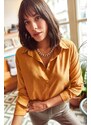 Olalook Women's Mustard Stoned Cupra Woven Shirt