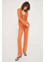 Kalhoty Résumé Rayanna dámské, oranžová barva, jednoduché, high waist