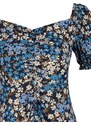 Trendyol modré mini tkané šaty s květinovým vzorem
