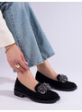 W. POTOCKI Suede black ladies' loafers Potocki