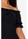 Trendyol Černé áčkové mini pletené šaty