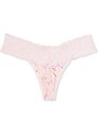 Victoria's Secret světle růžové bavlněné tanga kalhotky s krajkovým pasem Lace Waist Cotton Thong Panty