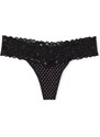 Victoria's Secret puntíkové bavlněné tanga kalhotky s krajkovým pasem Lace Waist Cotton Thong Panty