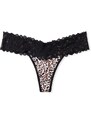 Victoria's Secret leopardí bavlněné tanga kalhotky s krajkovým pasem Lace Waist Cotton Thong Panty