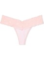 Victoria's Secret růžové bavlněné tanga kalhotky s krajkovým pasem Lace Waist Cotton Thong Panty