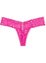 Victoria's Secret růžové krajkové tanga kalhotky Lacie Lace-Up Thong Panty