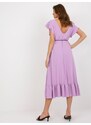 Fashionhunters Světle fialové oversize šaty s volánem