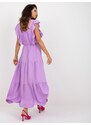 Fashionhunters Světle fialové šaty s volánem, midi délka