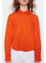 Trendyol Orange Basic Woven Cotton Shirt with Pocket