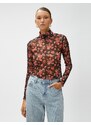 Koton Crop Floral See-through T-Shirt