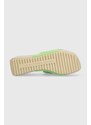 Semišové pantofle Calvin Klein Jeans WEDGE BLOCK SANDAL SU CON dámské, zelená barva, na klínku, YW0YW01015