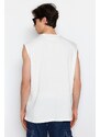 Trendyol Ecru Relaxed/Casual Fit City Printed 100% Cotton Sleeveless T-Shirt/Athlete