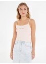 Tommy Hilfiger Světle růžové dámské tílko Tommy Jeans TJW BBY Color Linear Strap - Dámské