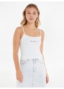 Tommy Hilfiger Bílé dámské tílko Tommy Jeans TJW BBY Color Linear Strap Top - Dámské