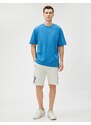 Koton Basketball Printed Shorts with Lace-Up Waist, Slim Fit with Pockets.