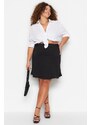 Trendyol Curve Black Knitted Skirt With Button Detailed Ruffles