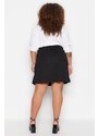 Trendyol Curve Black Knitted Skirt With Button Detailed Ruffles