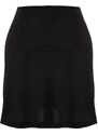 Trendyol Curve Black Knitted Skirt With Button Detailed Ruffles