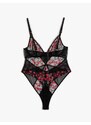 Koton Tulle Bodysuit with Heart Printed Underwired Thin Straps