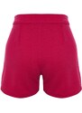 Trendyol Fuchsia Pleated Mini High Waist Crepe Knitted Shorts