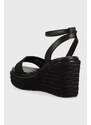 Sandály Calvin Klein WEDGE 50HH W/HW - JQ dámské, černá barva, na klínku, HW0HW01490