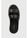 Pantofle Calvin Klein DOUBLE STRAP SLIPPER pánské, černá barva, HM0HM00967