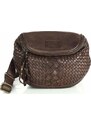 MARCO MAZZINI KOŽENÁ PLETENÁ CROSSBODY - TMAVĚ HNĚDÁ