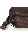 MARCO MAZZINI KOŽENÁ PLETENÁ CROSSBODY - TMAVĚ HNĚDÁ