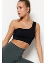 Trendyol Black Seamless/Seamless Supported/Shaping Single Shoulder Knitted Sports Bra