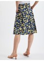 Orsay Žluto-modrá dámská skládaná květovaná sukně - Dámské