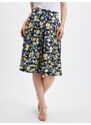 Orsay Žluto-modrá dámská skládaná květovaná sukně - Dámské